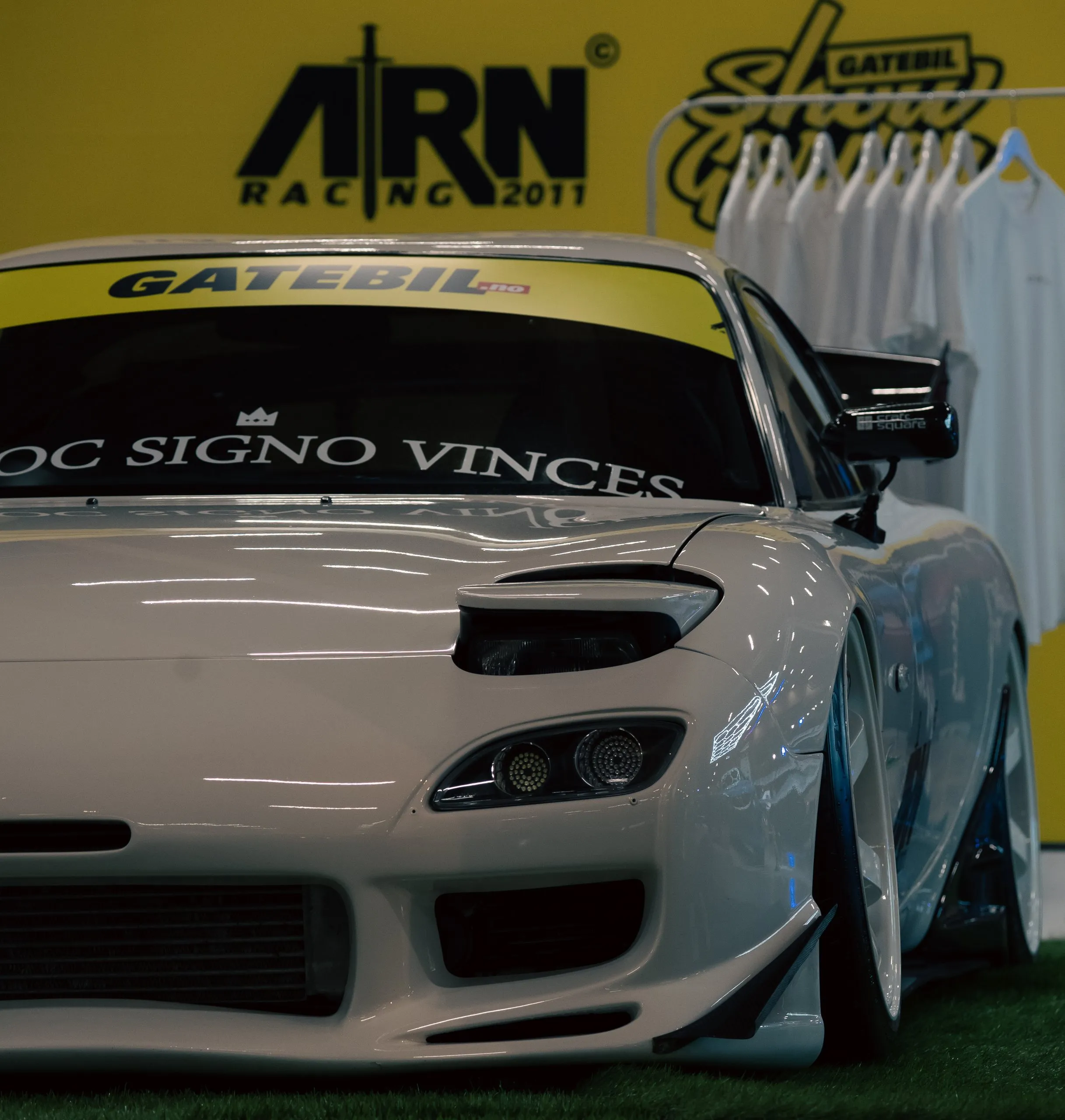 White Mazda RX-7 FD on the Gatebil stand